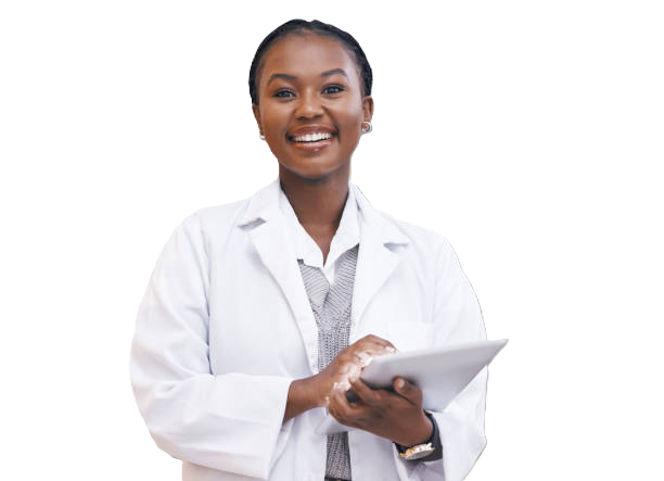 a pharmacist smiling